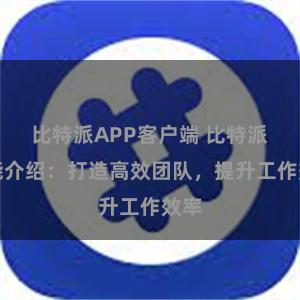 比特派APP客户端 比特派功能介绍：打造高效团队，提升工作效率