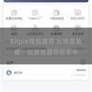 Bitpie钱包推荐 比特派免费：优质资源尽在手中